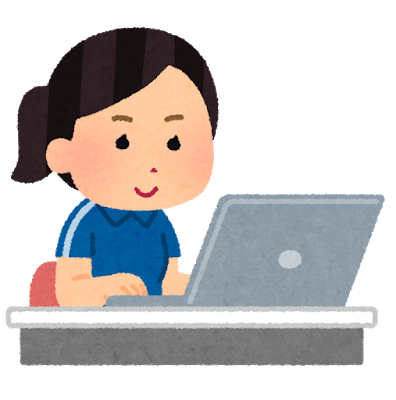 Illustration of a woman smiling at a laptop
